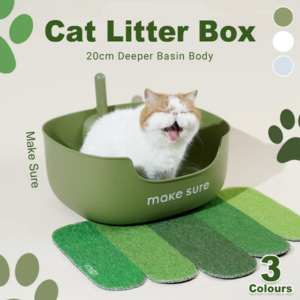 Open Litter Box for Large Cats Toilet Cat Litter Pan Kitten Plastic Litter Tray