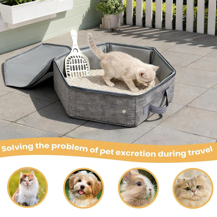 Foldable Portable Pet Litter Box Lightweight Collapsible for Travel Outdoor Use