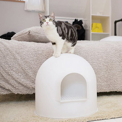 Semi Enclosed Large Cat Litter Box Odor Blocking Anti Splashing Sand Easy Clean