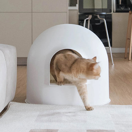 Semi Enclosed Large Cat Litter Box Odor Blocking Anti Splashing Sand Easy Clean