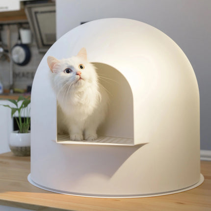 Semi Enclosed Large Cat Litter Box Odor Blocking Anti Splashing Sand Easy Clean