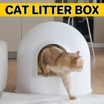 Semi Enclosed Large Cat Litter Box Odor Blocking Anti Splashing Sand Easy Clean