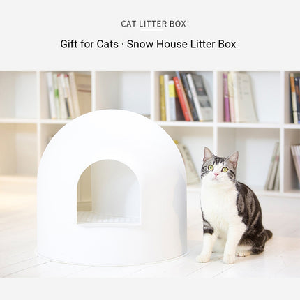 Semi Enclosed Large Cat Litter Box Odor Blocking Anti Splashing Sand Easy Clean