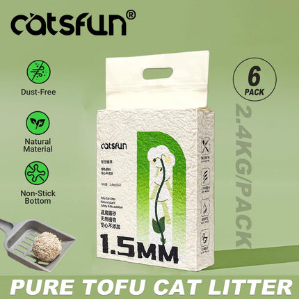 6pcs Tofu Cat Litter Odour Control Dust Free Fast Clumping and Quick Absorption