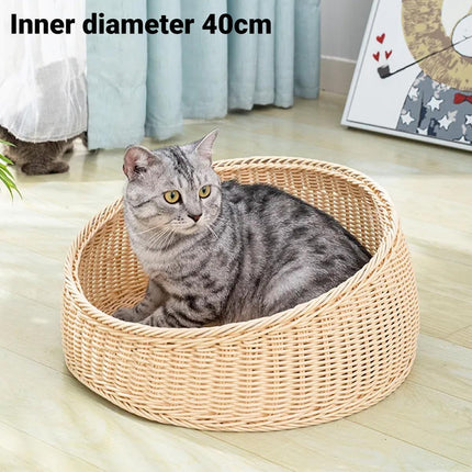 Rattan Cat Nest Four Seasons Open Cat House Summer Bed for Cats Pet Supplies
