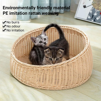 Rattan Cat Nest Four Seasons Open Cat House Summer Bed for Cats Pet Supplies