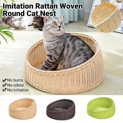 Rattan Cat Nest Four Seasons Open Cat House Summer Bed for Cats Pet Supplies