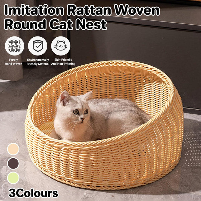 Rattan Cat Nest Four Seasons Open Cat House Summer Bed for Cats Pet Supplies