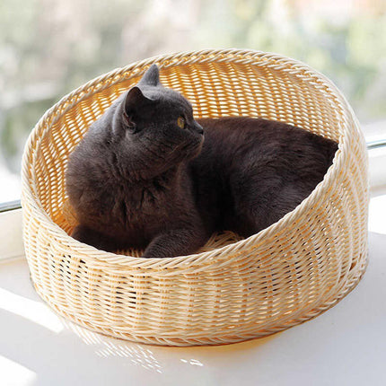 Rattan Cat Nest Four Seasons Open Cat House Summer Bed for Cats Pet Supplies