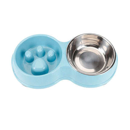 Dog Bowl Anti Choking Slow Feeder Cat Food Dish Double Bowl Pet Feeding Utensils