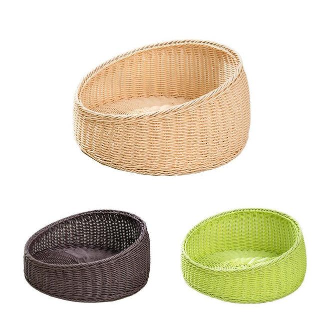 Rattan Cat Nest Four Seasons Open Cat House Summer Bed for Cats Pet Supplies