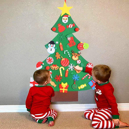 Felt Christmas Tree Set Diy With Removable Ornaments Xmas Hand Craft Decorations