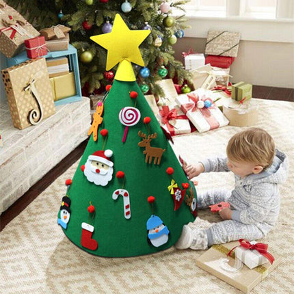 Felt Christmas Tree Set Diy With Removable Ornaments Xmas Hand Craft Decorations
