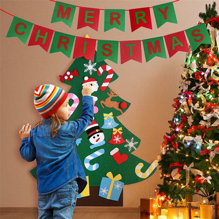 Felt Christmas Tree Set Diy With Removable Ornaments Xmas Hand Craft Decorations