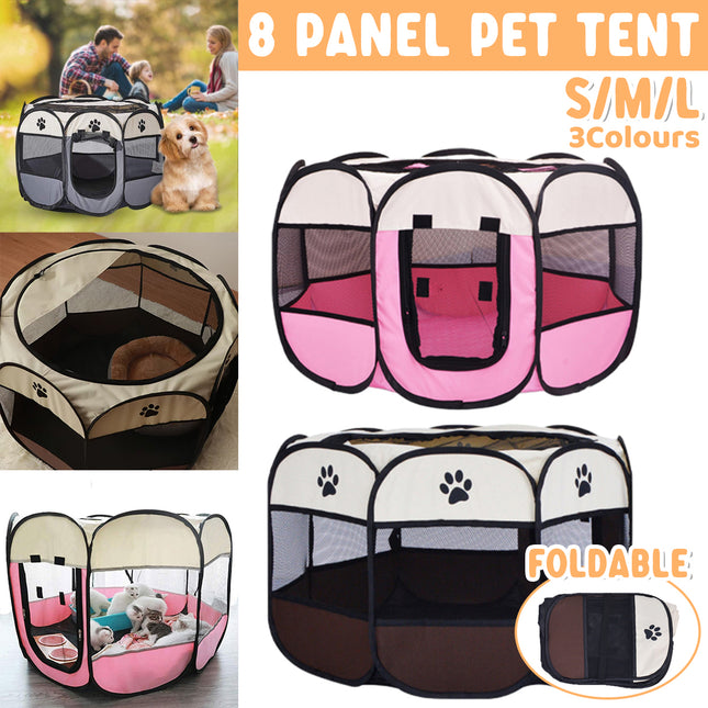 Pet Fence Indoor Cat Dog Tent Octagonal Fence Portable Foldable Cage Kennel