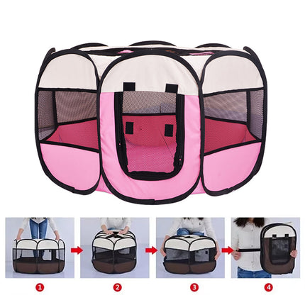 Pet Fence Indoor Cat Dog Tent Octagonal Fence Portable Foldable Cage Kennel