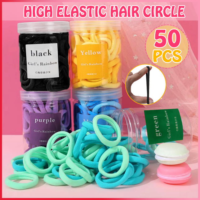 50PCS Simple Hair Rope Headrope Rubber Solid Color Basic High Elastic Durable
