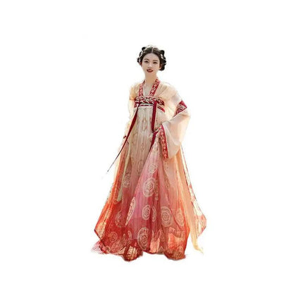 Embroidery Hanfu Tang Style Half Arm Upper Garment Chest Length Skirt Improved - Aimall