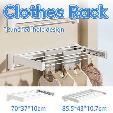 Invisible Foldable Laundry Clothes Rack No Drill for Home Balcony Space Saving