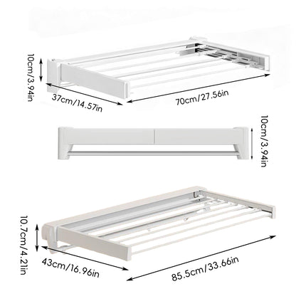 Invisible Foldable Laundry Clothes Rack No Drill for Home Balcony Space Saving