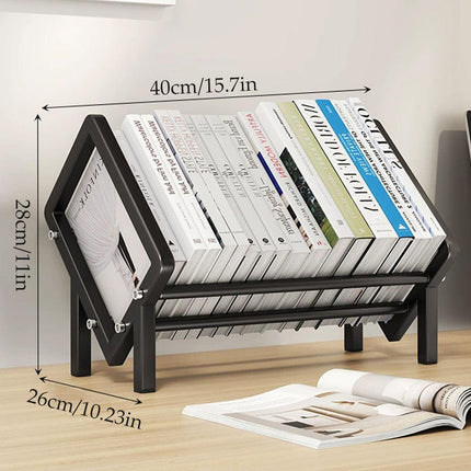 Simple Desktop Stainless Steel Bookcase Storage Organizer Shelf for Office