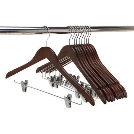 Solid Wood Coat Hanger Non Slip Thickened Clothes Strap Clip For Guest Room