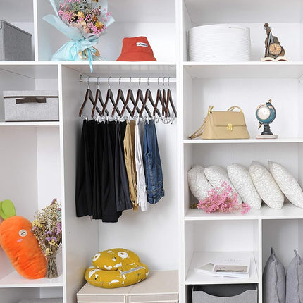 Solid Wood Coat Hanger Non Slip Thickened Clothes Strap Clip For Guest Room