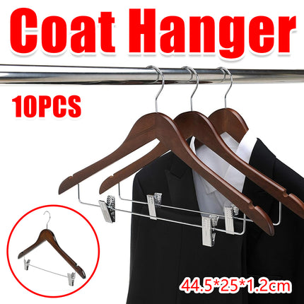 Solid Wood Coat Hanger Non Slip Thickened Clothes Strap Clip For Guest Room