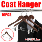 Solid Wood Coat Hanger Non Slip Thickened Clothes Strap Clip For Guest Room