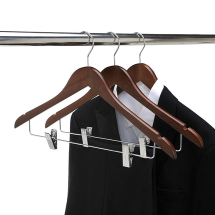 Solid Wood Coat Hanger Non Slip Thickened Clothes Strap Clip For Guest Room
