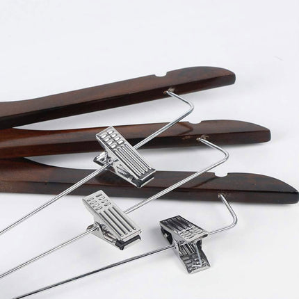 Solid Wood Coat Hanger Non Slip Thickened Clothes Strap Clip For Guest Room