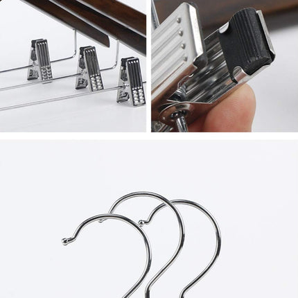 Solid Wood Coat Hanger Non Slip Thickened Clothes Strap Clip For Guest Room