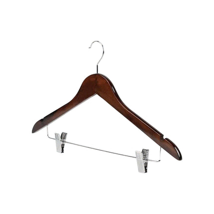 Solid Wood Coat Hanger Non Slip Thickened Clothes Strap Clip For Guest Room