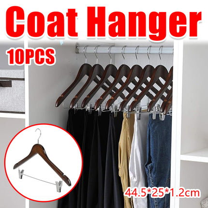 Solid Wood Coat Hanger Non Slip Thickened Clothes Strap Clip For Guest Room