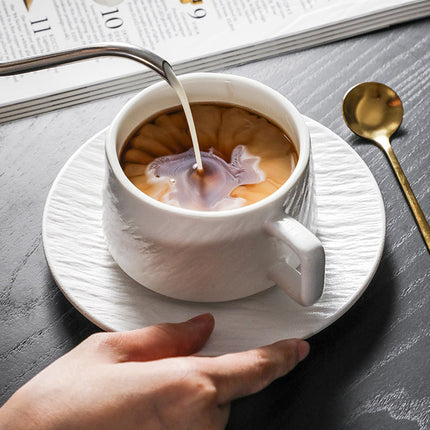 Ceramic Coffee Cup and Saucer Set Simple Tea Mug Breakfast Drinkware Household
