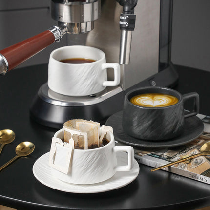 Ceramic Coffee Cup and Saucer Set Simple Tea Mug Breakfast Drinkware Household