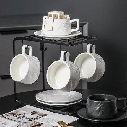 Ceramic Coffee Cup and Saucer Set Simple Tea Mug Breakfast Drinkware Household