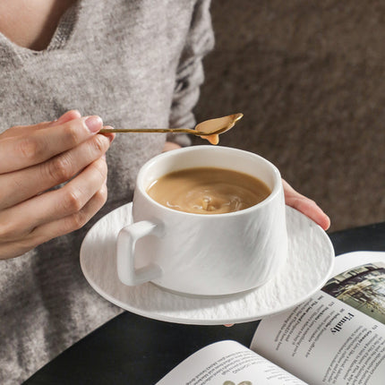 Ceramic Coffee Cup and Saucer Set Simple Tea Mug Breakfast Drinkware Household
