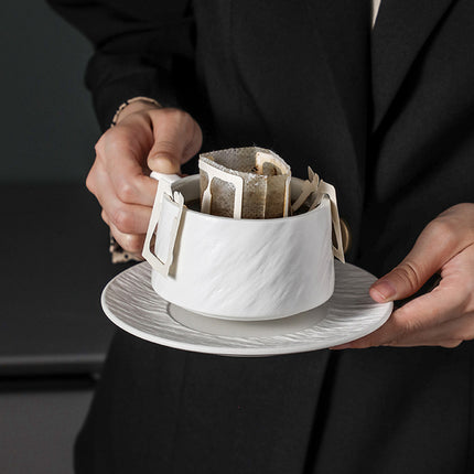 Ceramic Coffee Cup and Saucer Set Simple Tea Mug Breakfast Drinkware Household