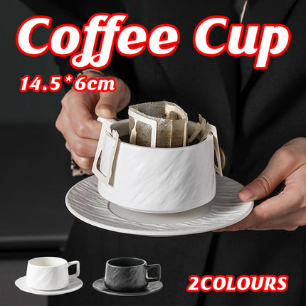 Ceramic Coffee Cup and Saucer Set Simple Tea Mug Breakfast Drinkware Household