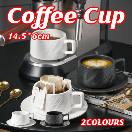 Ceramic Coffee Cup and Saucer Set Simple Tea Mug Breakfast Drinkware Household