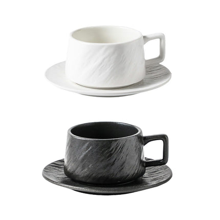 Ceramic Coffee Cup and Saucer Set Simple Tea Mug Breakfast Drinkware Household