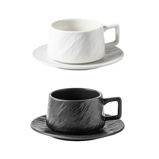 Ceramic Coffee Cup and Saucer Set Simple Tea Mug Breakfast Drinkware Household