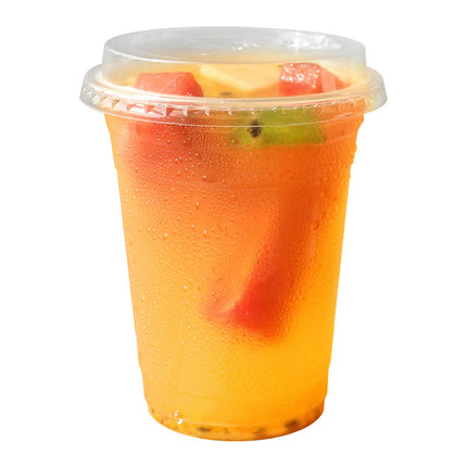 Disposable Plastic Cold Drink Cup with Lids for Takeaway Beverage Use