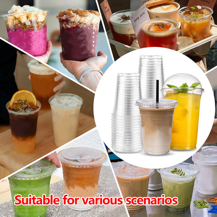 Disposable Plastic Cold Drink Cup with Lids for Takeaway Beverage Use