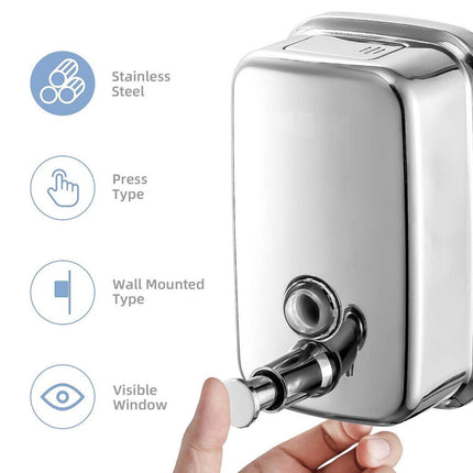 Stainless Steel Wall Mounted Soap Dispenser Hotel Bathroom Sanitizer Bottle