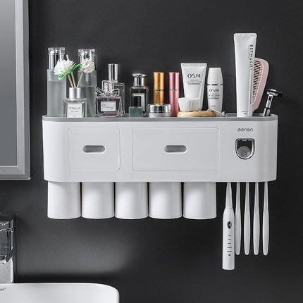 Multifunctional Toothbrush Holder Handfree Automatic Toothpaste Dispenser Set - Aimall