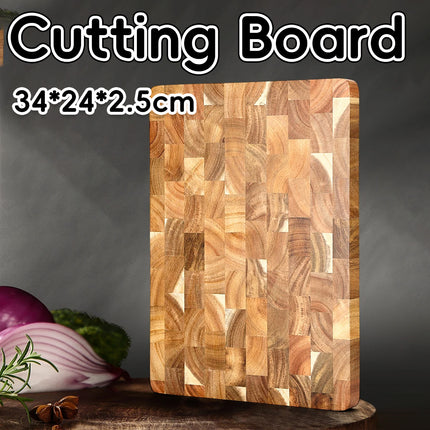 Wooden Cutting Board with Geometric Pattern Carving Serving Board Inner Handle