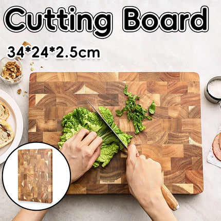 Wooden Cutting Board with Geometric Pattern Carving Serving Board Inner Handle
