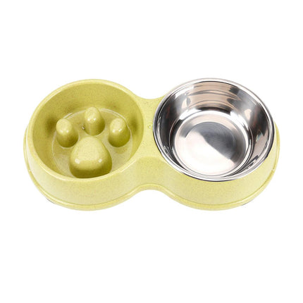 Dog Bowl Anti Choking Slow Feeder Cat Food Dish Double Bowl Pet Feeding Utensils